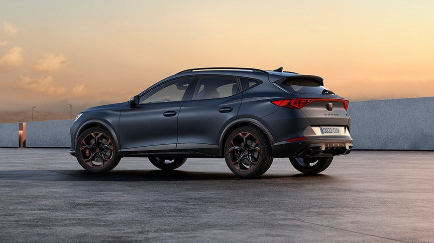 New CUPRA Formentor compact SUV with dynamic rear spoiler.