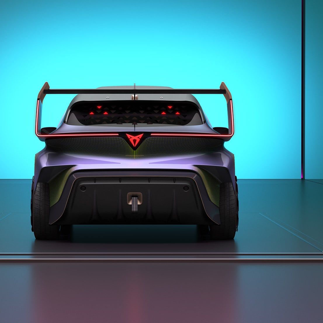 The CUPRA Raval, initially unveiled as UrbanRebel concept car rear view